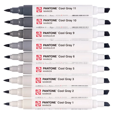 Sada obojstranných štetcových popisovačov Talens Pantone - 9 ks, Cool gray