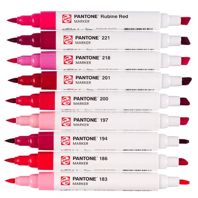 Sada obojstranných štetcových popisovačov Talens Pantone - 9 ks, Cool red