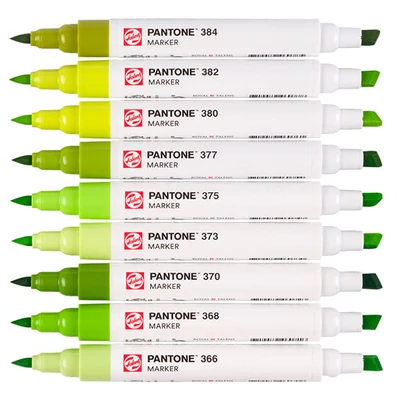 Sada obojstranných štetcových popisovačov Talens Pantone - 9 ks, Green yellow