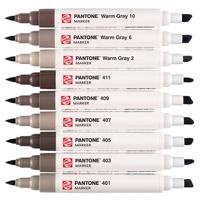 Sada obojstranných štetcových popisovačov Talens Pantone - 9 ks, Warm gray
