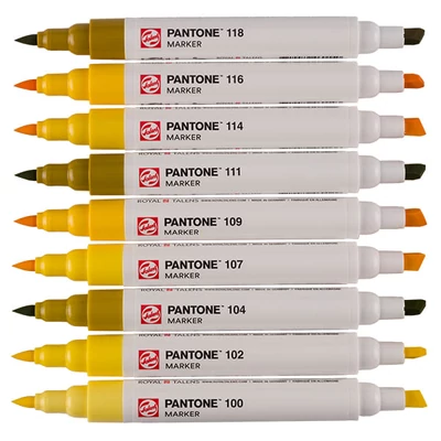 Sada obojstranných štetcových popisovačov Talens Pantone - 9 ks, Yellow