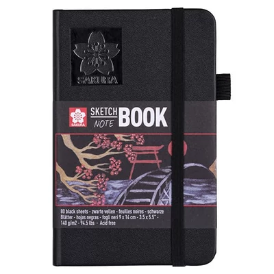 Zápisník a skicár Sakura Sketch/note book, čierny papier - 9x14 cm