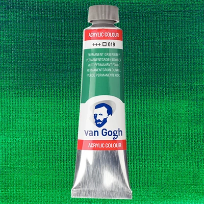 Akrylová farba Talens Van Gogh, 40 ml - 619, permanent green deep