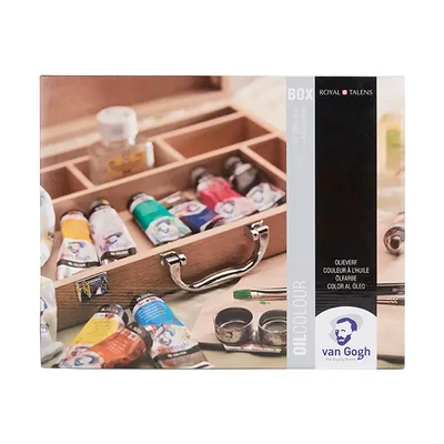 Sada olejových farieb Talens Van Gogh – 10 x 40 ml + príslušenstvo, drevená krabička