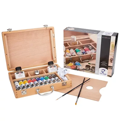 Sada olejových farieb Talens Van Gogh – 10 x 40 ml + príslušenstvo, drevená krabička