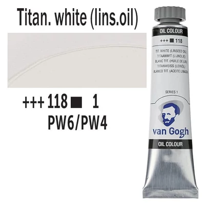 Olejová farba Talens Van Gogh, 20 ml - 118, titanium white (linseed oil)