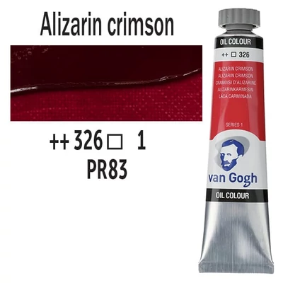 Olejová farba Talens Van Gogh, 20 ml - 326, alizarin crimson