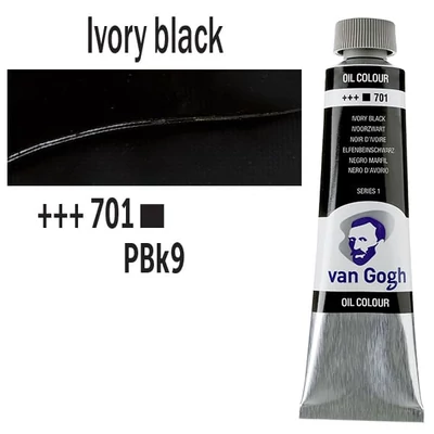 Olejová farba Talens Van Gogh, 40 ml - 701, ivory black