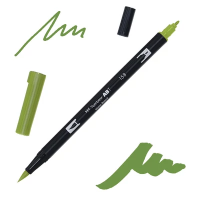 Obojstranný popisovač Tombow abt dual brush - 158, dark olive