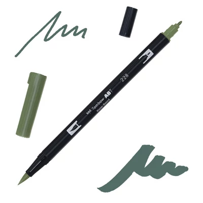 Obojstranný popisovač Tombow abt dual brush - 228, grey green