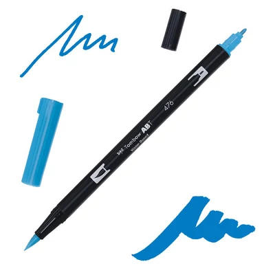 Obojstranný popisovač Tombow abt dual brush - 476, cyan