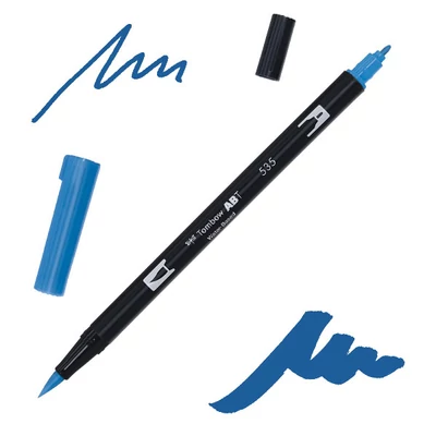Obojstranný popisovač Tombow abt dual brush - 535, cobalt blue