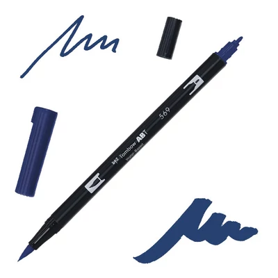 Obojstranný popisovač Tombow abt dual brush - 569, jet blue