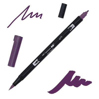 Obojstranný popisovač Tombow abt dual brush - 679, dark plum
