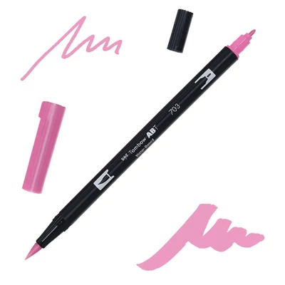 Obojstranný popisovač Tombow abt dual brush - 703, pink rose