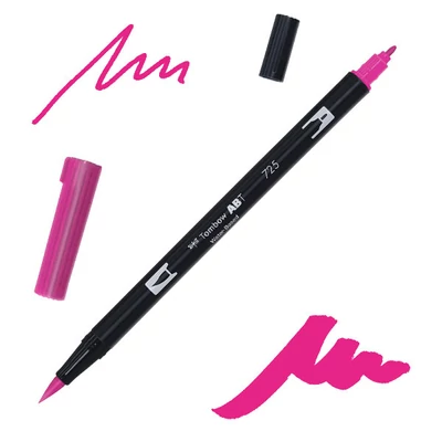 Obojstranný popisovač Tombow abt dual brush - 725, rhodamine red