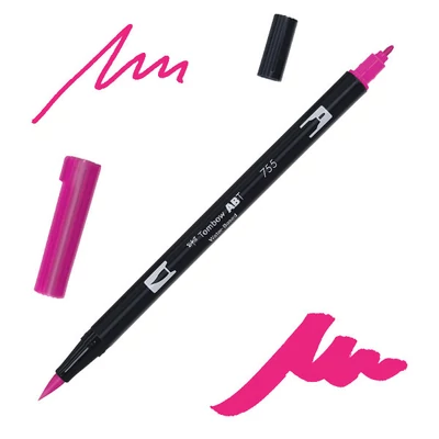 Obojstranný popisovač Tombow abt dual brush - 755, rubine red