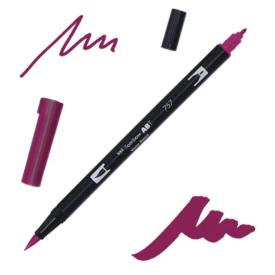 Obojstranný popisovač Tombow abt dual brush - 757, port red