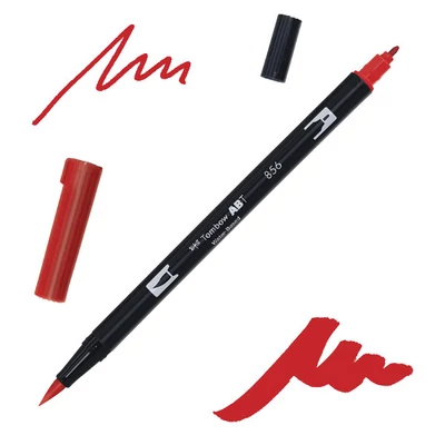 Obojstranný popisovač Tombow abt dual brush - 856, poppy red