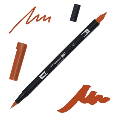 Obojstranný popisovač Tombow abt dual brush - 947, burnt sienna
