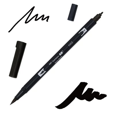 Obojstranný popisovač Tombow abt dual brush - N15, black