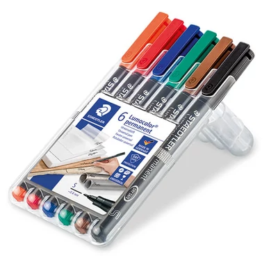 Sada alkoholových popisovačov, Staedtler, Lumocolor, 0,4 mm - 6 ks