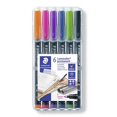 Sada alkoholových popisovačov, Staedtler, Lumocolor, 0,6 mm, intenzívne farby - 6 kusov