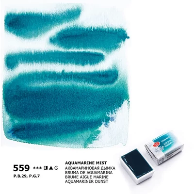 Akvarelová farba v panvičke White Nights, 2,5 ml, granulačná - 559, aquamarine mist
