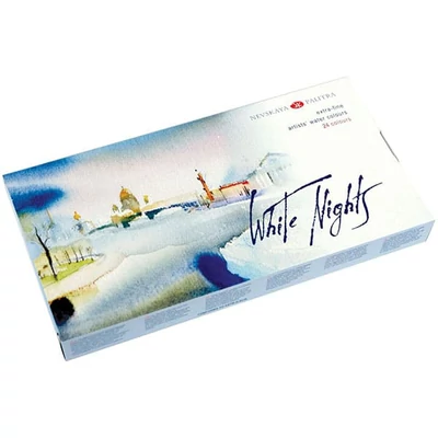 Sada akvarelových farieb White Nights - 24 ks, v plastovej krabičke