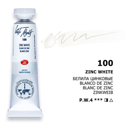 Akvarelová farba v tube White Nights, 10 ml - 100, zinc white