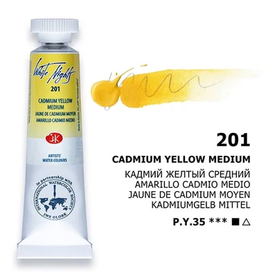 Akvarelová farba v tube White Nights, 10 ml - 201, cadmium yellow medium