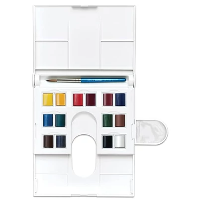 Sada akvarelových farieb Winsor&amp;Newton Cotman Compact Box, 14x1/2 panvičky + štetec