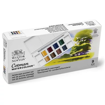 Sada akvarelových farieb Winsor&Newton Cotman Pocket Set, 8x1/2 panvičiek+ štetec - Landscape