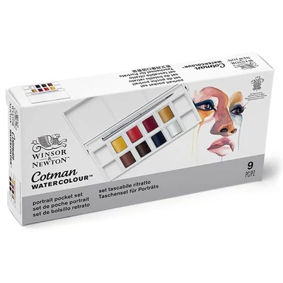 Sada akvarelových farieb Winsor&Newton Cotman Pocket Set, 8x1/2 panvičiek + štetec - Portrait