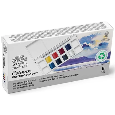 Sada akvarelových farieb Winsor&Newton Cotman Pocket Set, 8x1/2 panvičiek+ štetec- Skyscape