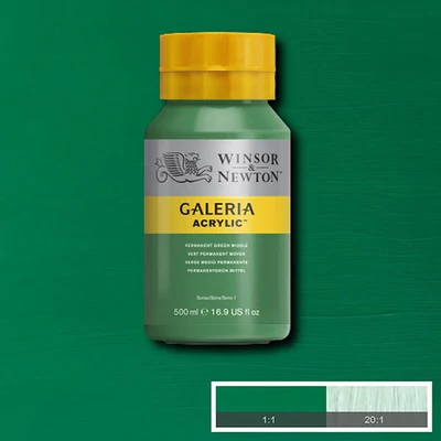 Akrylová farba Winsor&Newton Galeria, 500 ml - 484, permanent green middle