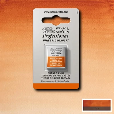 Akvarelová farba Winsor&Newton Professional, 1/2 panvičky - 074, burnt sienna