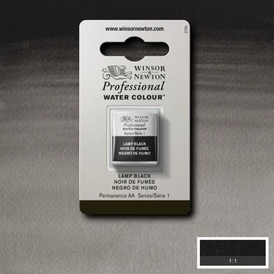 Akvarelová farba Winsor&Newton Professional, 1/2 panvičky - 337, lamp black