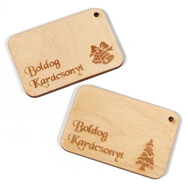 Drevená figúrka, závesná - Nápis, darčeková karta, zvonček