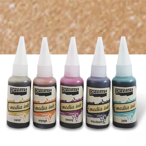 Atramentové farbivo Pentart Media ink, 20 ml - metalický bronz