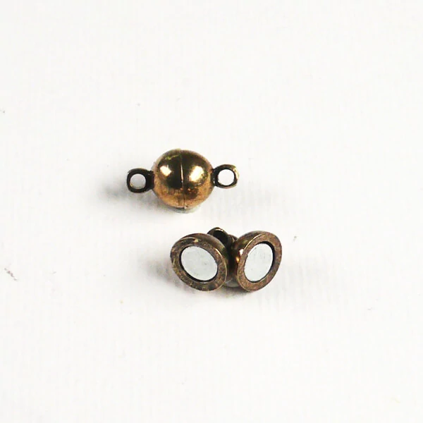 Magnetický klip, guľa, 6 mm - starožitný, 2 ks
