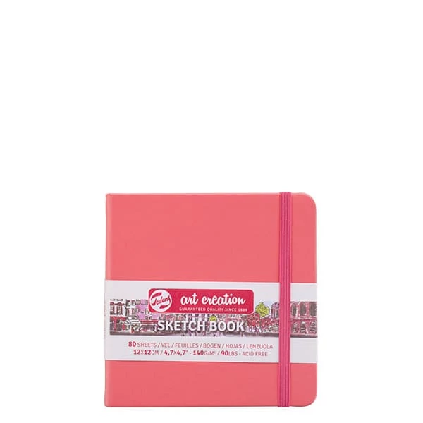 Náčrtník a skicár Talens Art Creation Sketch Book, 140 g, 80 listov - 12x12 cm, koralový