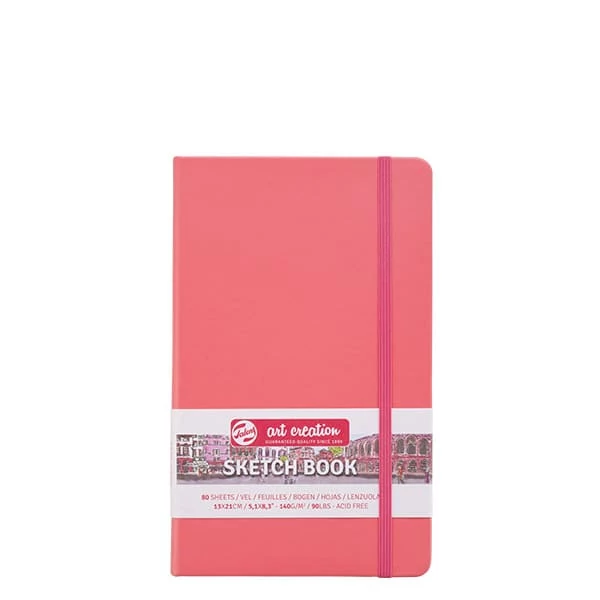 Náčrtník a skicár Talens Art Creation Sketch Book, 140 g, 80 listov - 13x21 cm, koralový