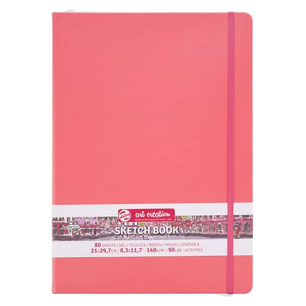 Náčrtník a skicár Talens Art Creation Sketch Book, 140 g, 80 listov - A4, koralový