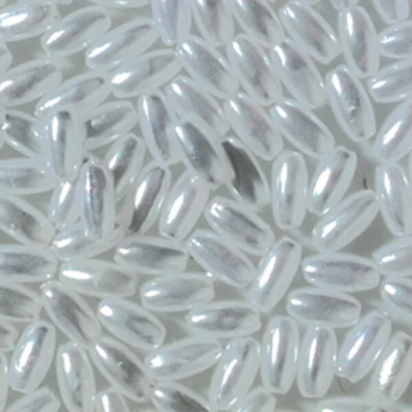 Koráliky ryža, 3x6 mm - Perleťovo biele
