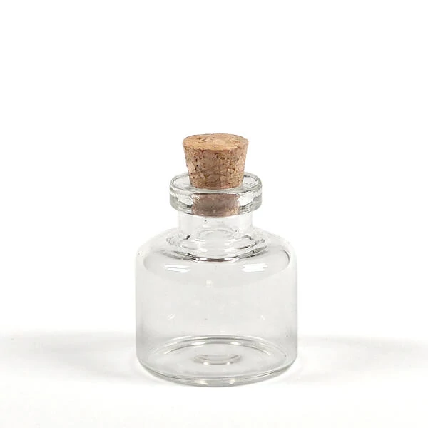 Sada sklenených fľaštičiek s korkovými zátkami - mini, 2,2x2,5 cm