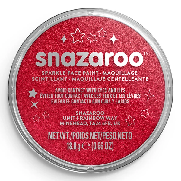 Snazaroo arcfesték korong - csillámos piros, sparkle red 550