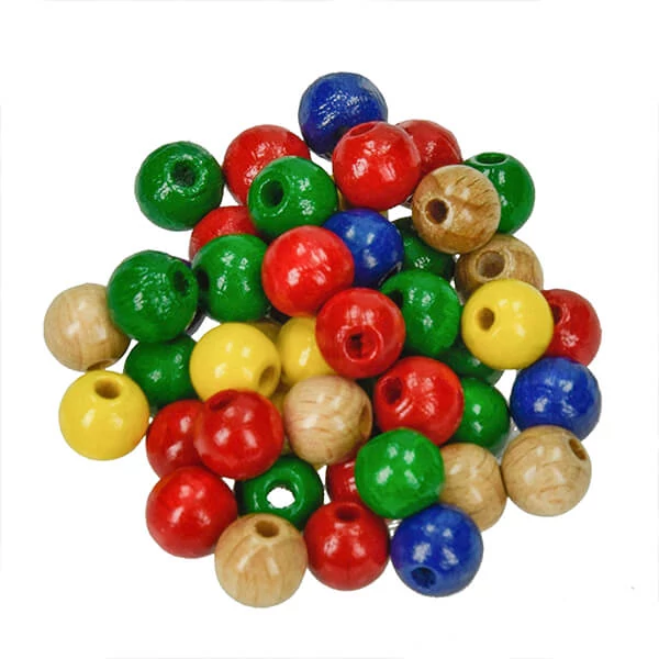 Drevené koráliky, 8 mm, 80 ks - 00, zmiešané