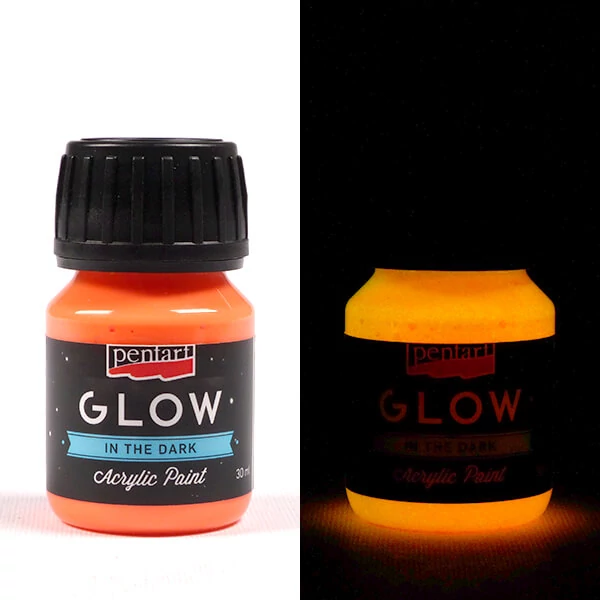 Akrylová farba svietiaca v tme Pentart Glow, 30 ml - oranžová