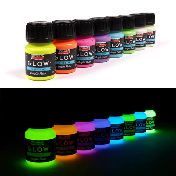 Akrylová farba svietiaca v tme Pentart Glow, 30 ml - oranžová